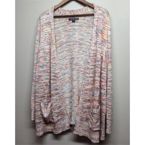 united states sweaters Sweaters - United States Sweaters Cardigan Women 1X Red Blue Knit Open Spring Casual